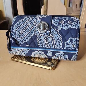 Vera Bradley blue paisley zip around wallet